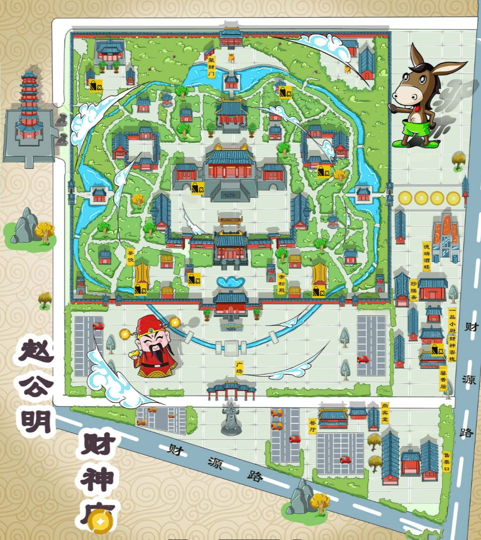 富阳寺庙类手绘地图